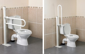 Opklapbare toiletbeugel met vloerbevestiging greep 3,2 cm - kort - 55 cm -- AA2024