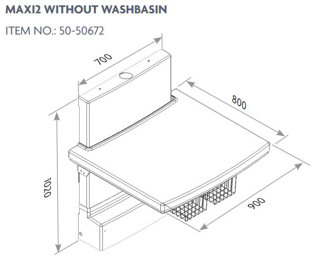 Verzorgingstafel voor kinderen Ropox Maxi2 - elektrisch 60 cm - 90 x 80 cm - zonder wasbak