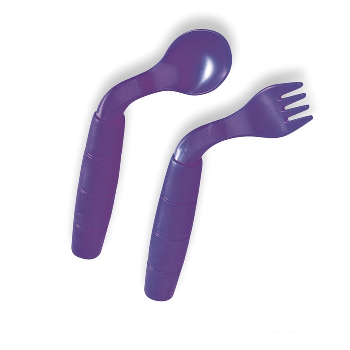 Gebogen kinderbestek Easi Eaters (lepel+vork) 