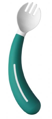 Aangepast kinderbestek Henro-Grip Spork: vork links groen/wit