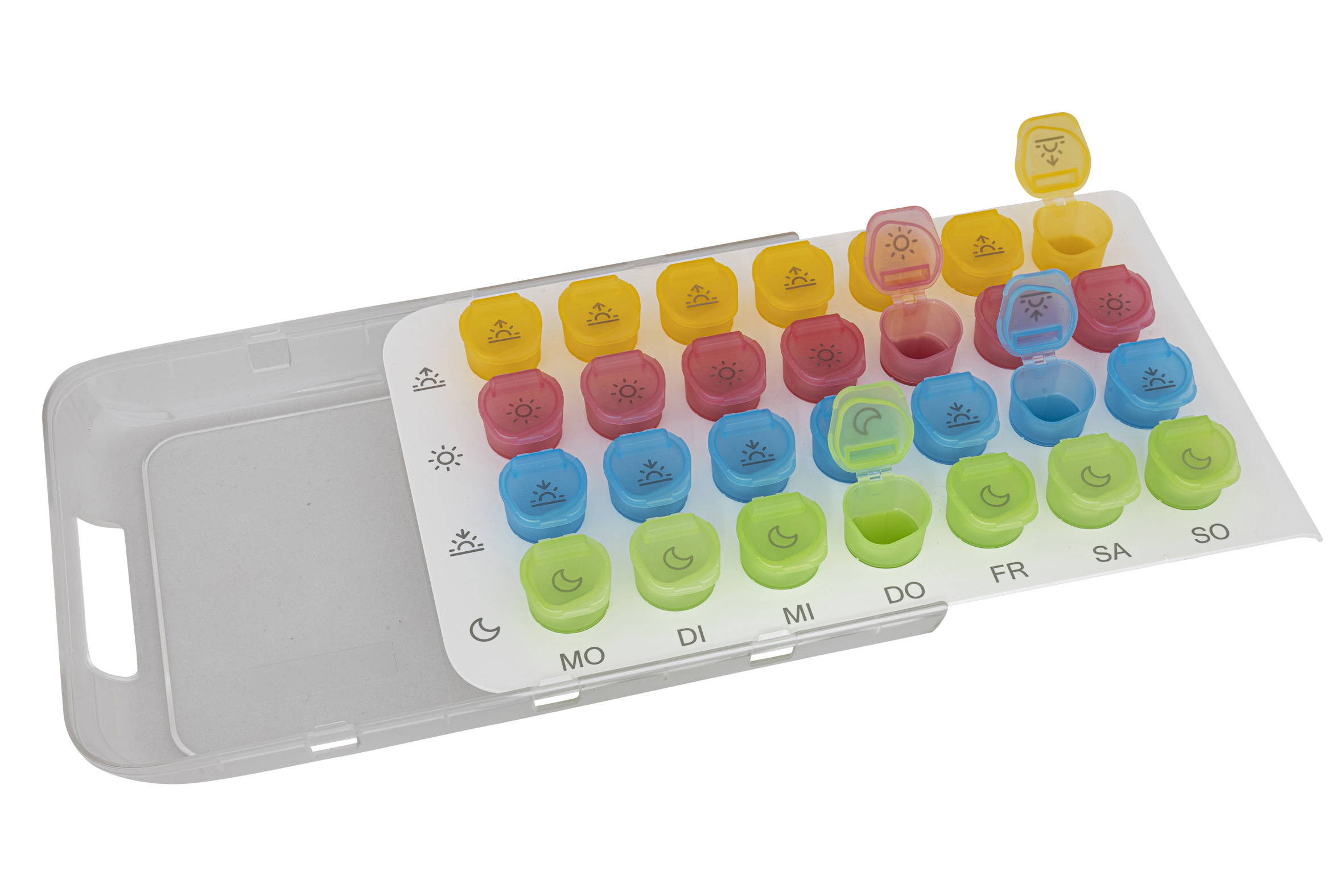 Boîte à médicaments ANABOX pour 1 semaine 7 x 4 - 28 cups colorés
