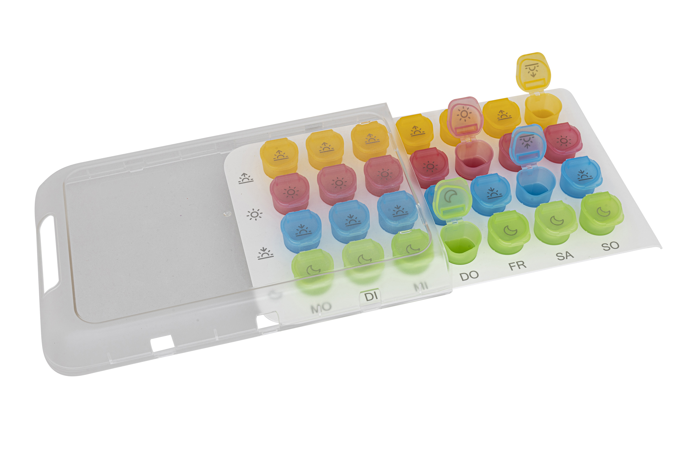 Boîte à médicaments ANABOX pour 1 semaine 7 x 4 - 28 cups colorés