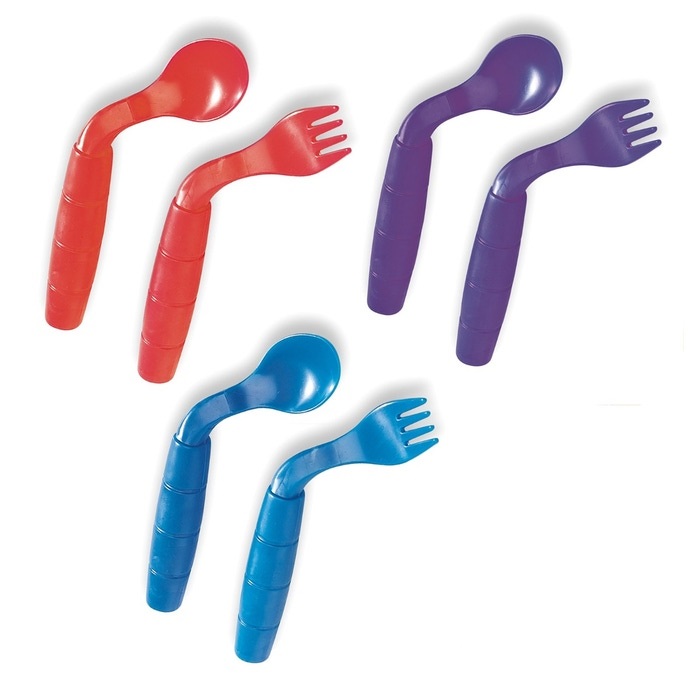 Gebogen kinderbestek Easi Eaters (lepel+vork) 