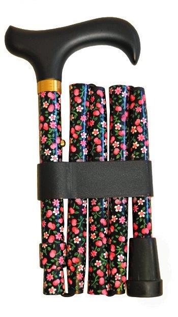 Finna wandelstok plooi- en verstelbaar, zwart houten handvat Margaruta, aluminium -- FN-41315