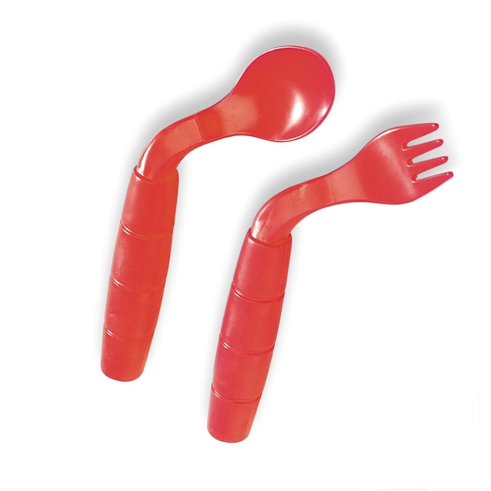 Gebogen kinderbestek Easi Eaters (lepel+vork) 