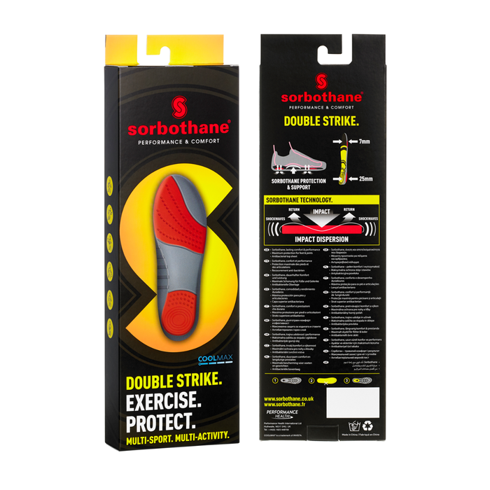 uee! Sorbothane Double Strike schokabsorberende inlegzolen (per paar)