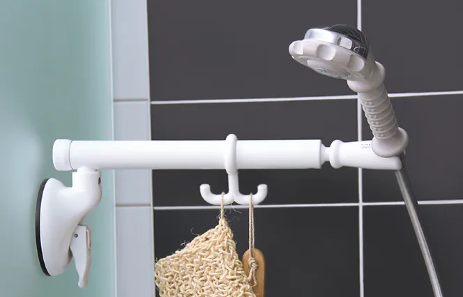 Porte-douche sur ventouse Mobeli avec bras mobile et indicateur de sécurité