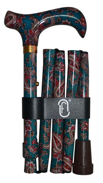 Finna wandelstok plooi- en verstelbaar, volledig in 1 motief paisley, aluminium -- FN-41336