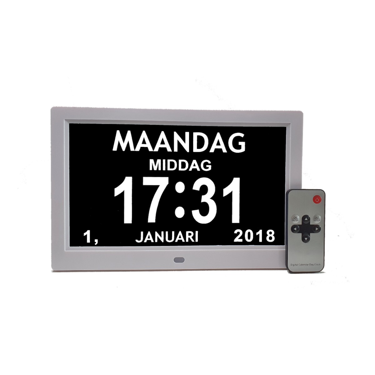 Horloge démention digitale/analogique avec rappels de médicaments - 9 langues