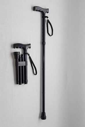 Pluviose wandelstok - 5-delig - opvouwbaar - anatomische palmgreep - zwart - rechts -- PL5B2