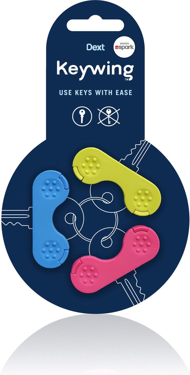 Keywing sleutelhulp - set van 3 - blauw-groen-roze