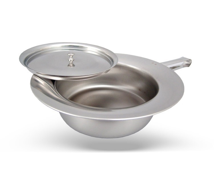 Bedpan in inox met deksel Ø 30 cm