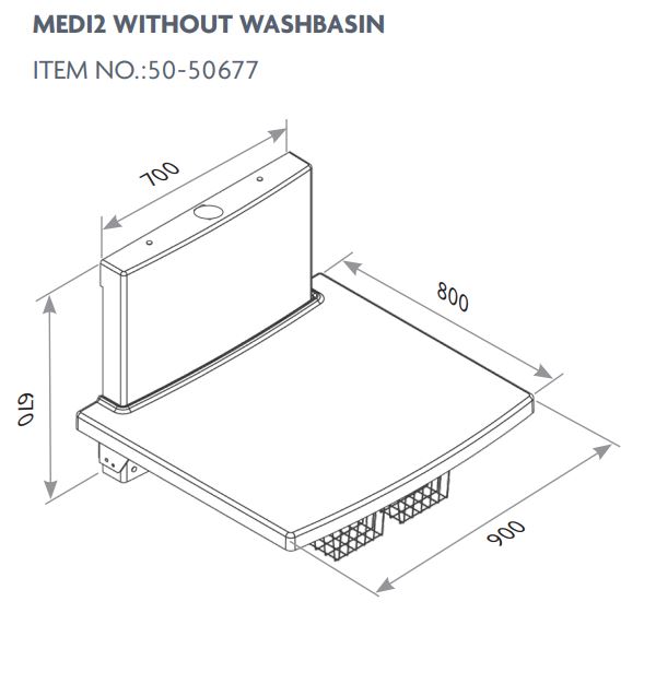 Verzorgingstafel voor kinderen Ropox Medi2 - elektrisch 40 cm - 90 x 80 cm - zonder wasbak