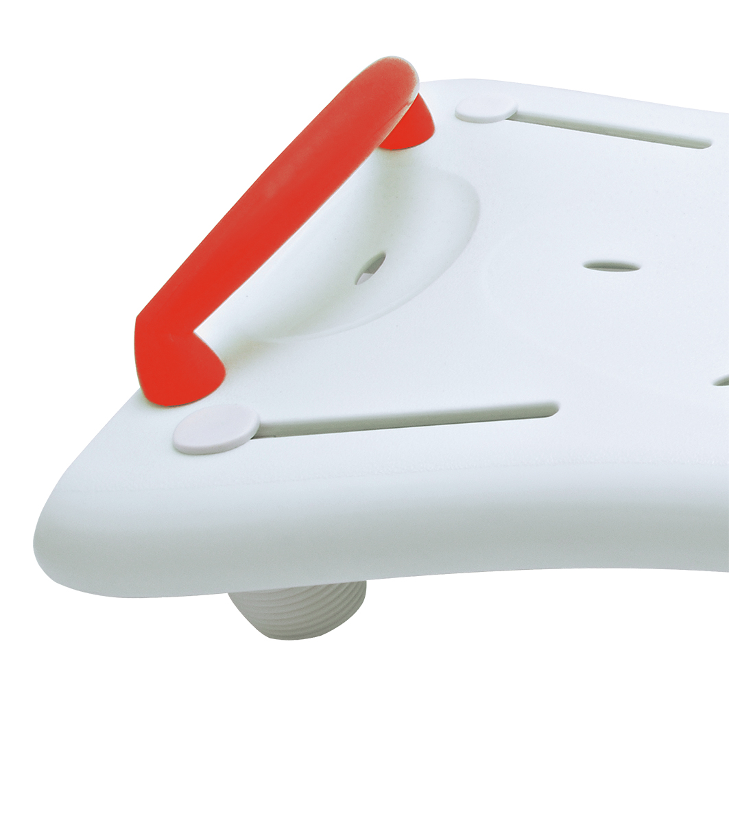 Badplank met gekleurde handgreep - 70 x 35 cm - rood
