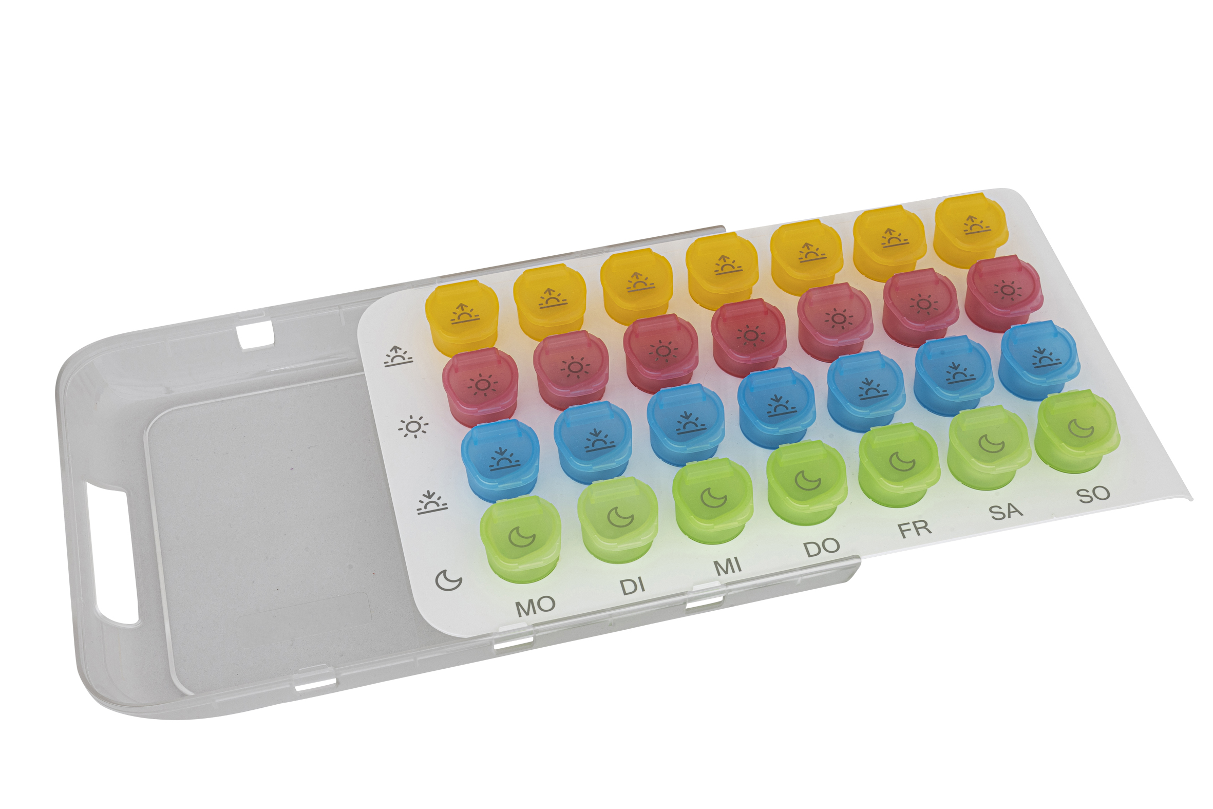 Boîte à médicaments ANABOX pour 1 semaine 7 x 4 - 28 cups colorés