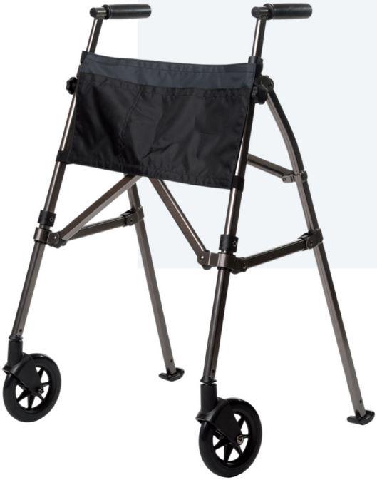 Lichtgewicht rollator met 2 wielen en 2 gliders Foldy