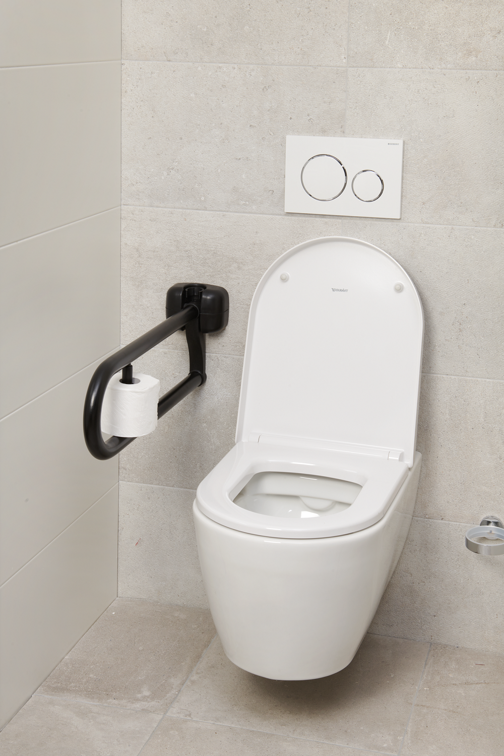 Toiletrolhouder voor toiletbeugel opklapbaar Premium - zwart
