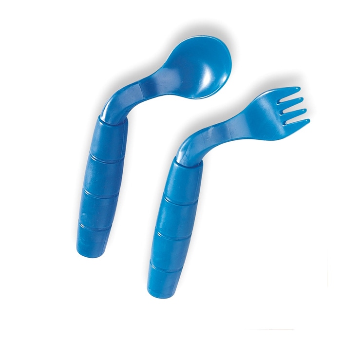Gebogen kinderbestek Easi Eaters (lepel+vork) 