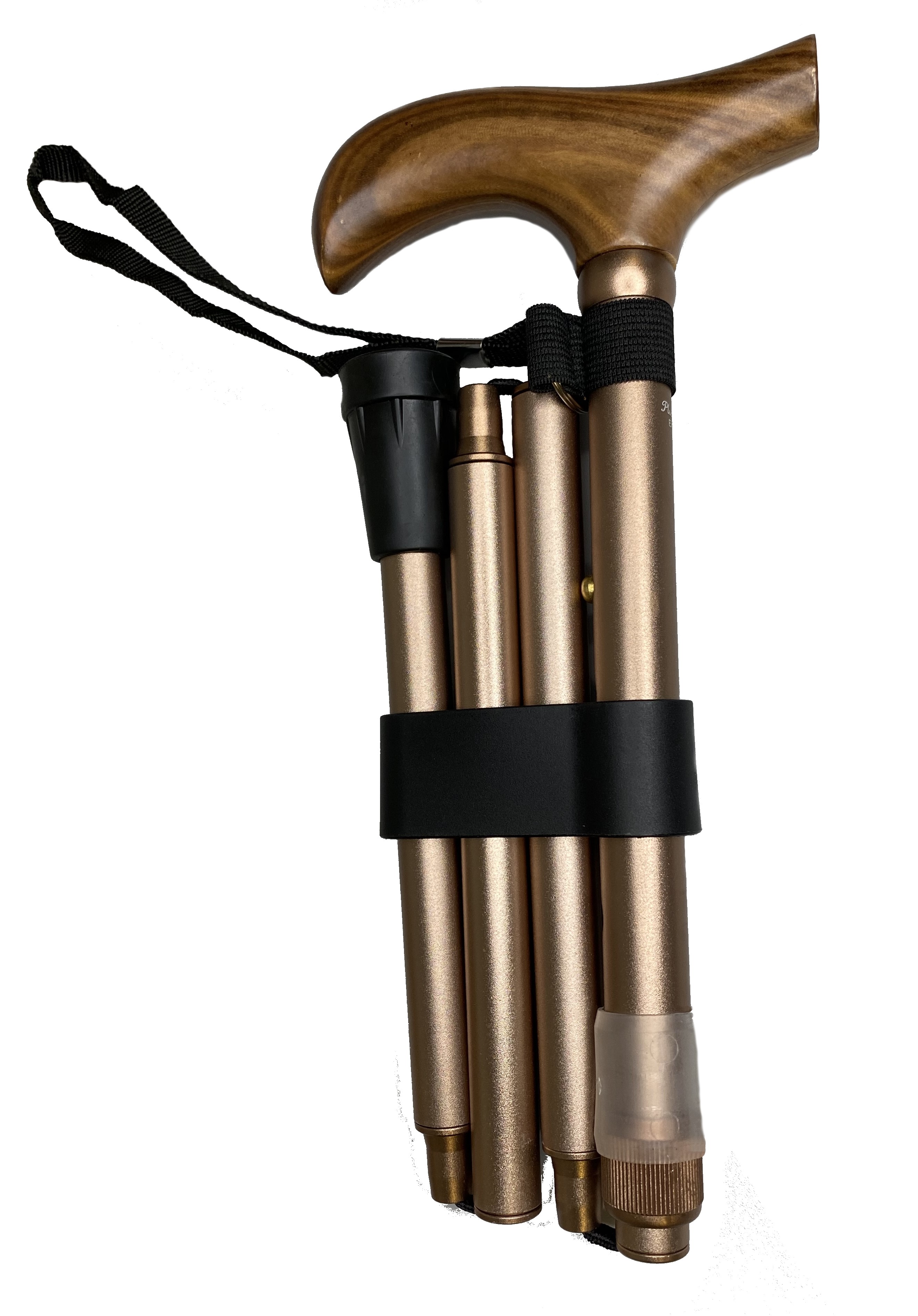 Pluviose wandelstok - opvouwbaar - houten handvat - Uni - champagne