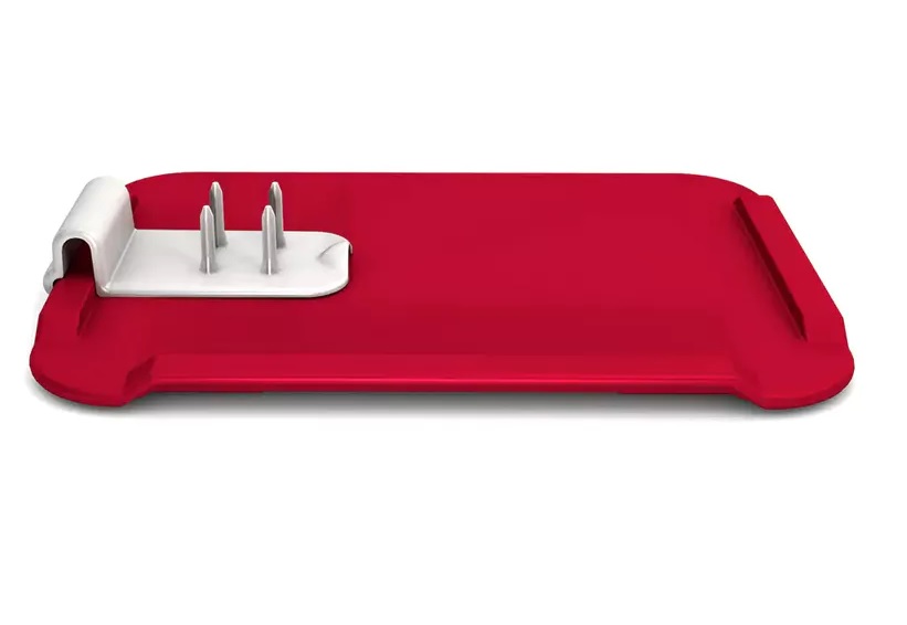 Boterhamplankje Ornamin - TPE - 28 x 21 cm - rood - inclusief clip met pinnetjes
